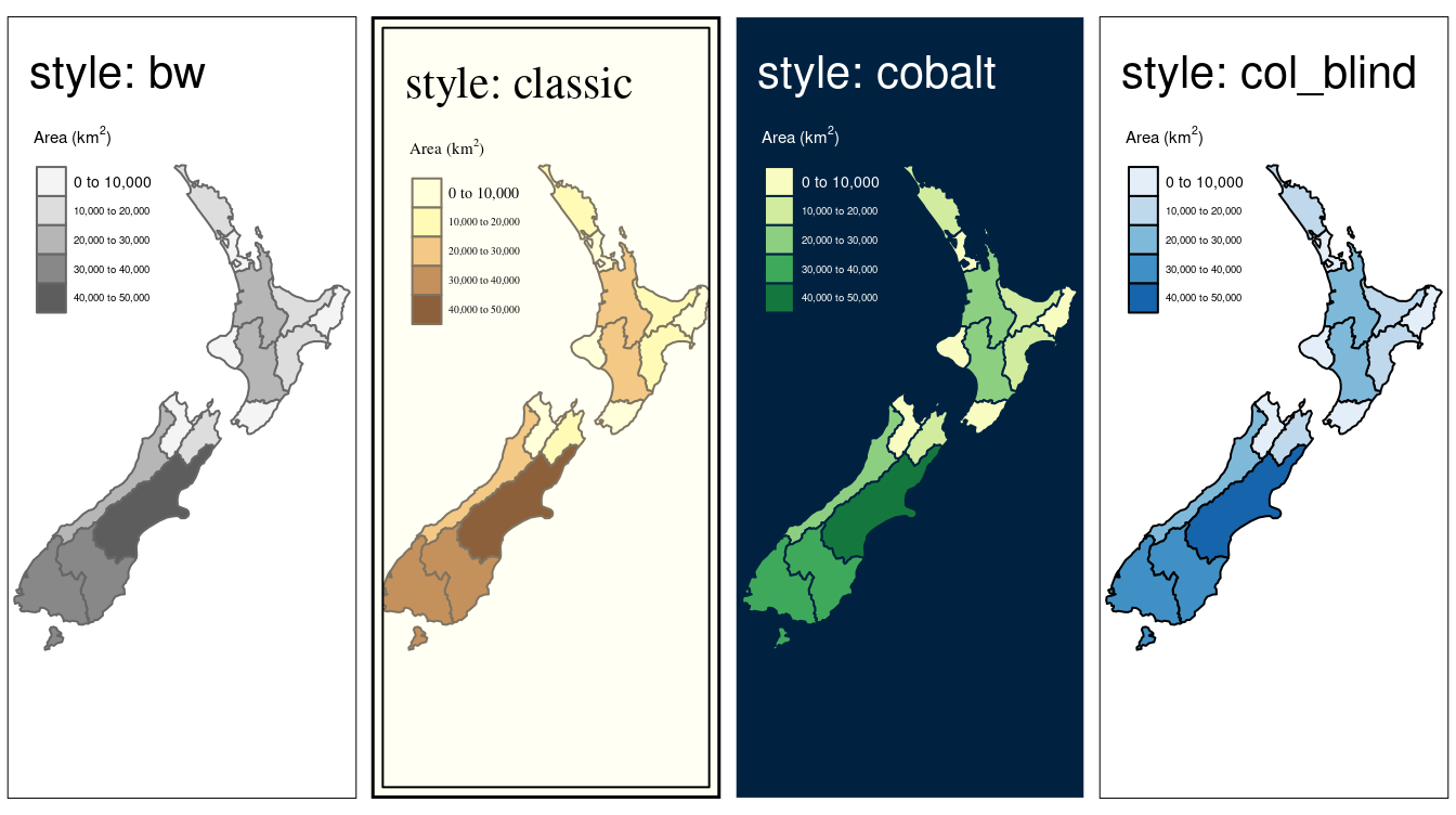 Selected tmap styles.